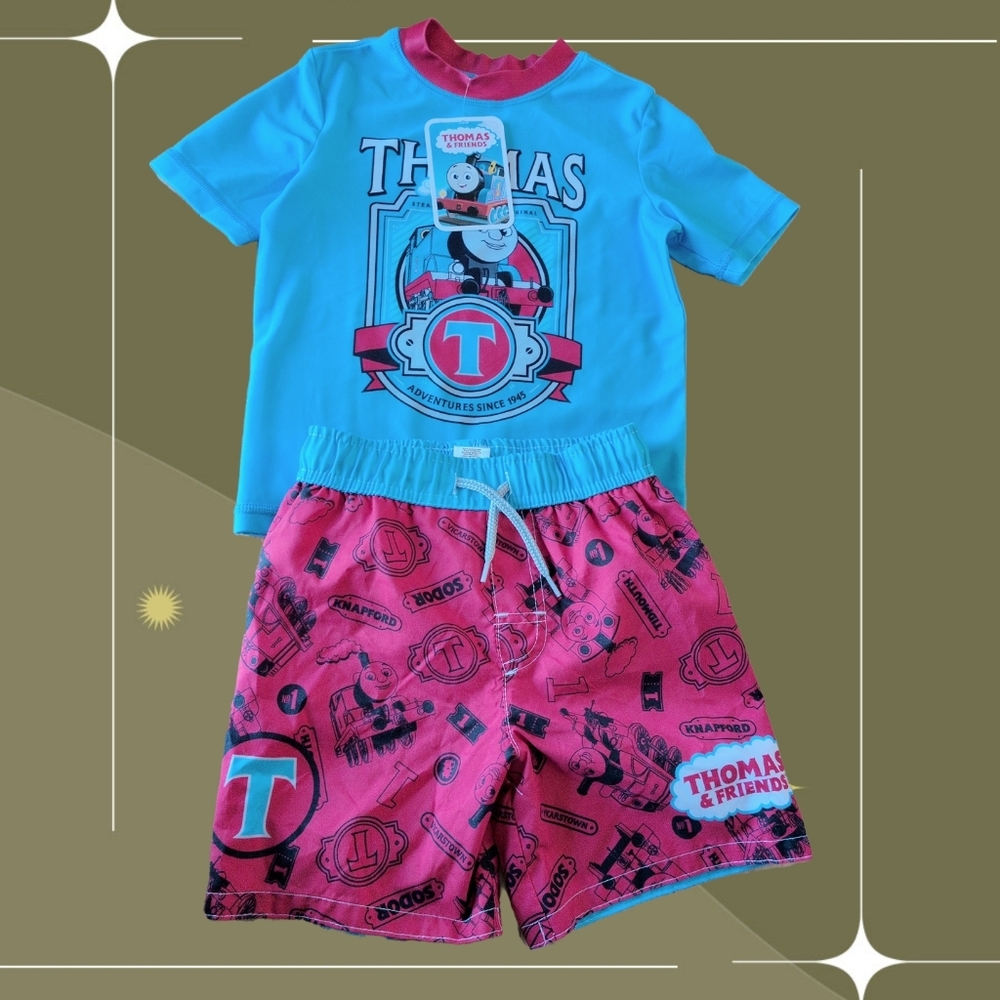 ✨ Nwt Thomas And Friends Swim Trunk Set Size 4T